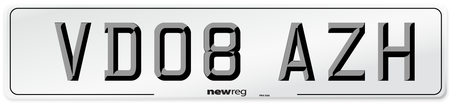 VD08 AZH Number Plate from New Reg